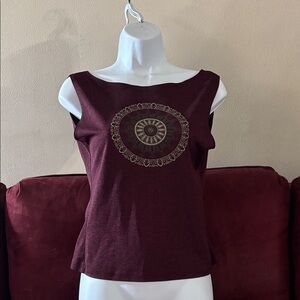 Charlotte Russe Burgundy Tank Top with Central Design